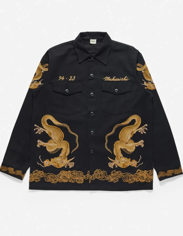 Maharishi Shirts*4213 Thai Dragon Utility Shirt Golden Black