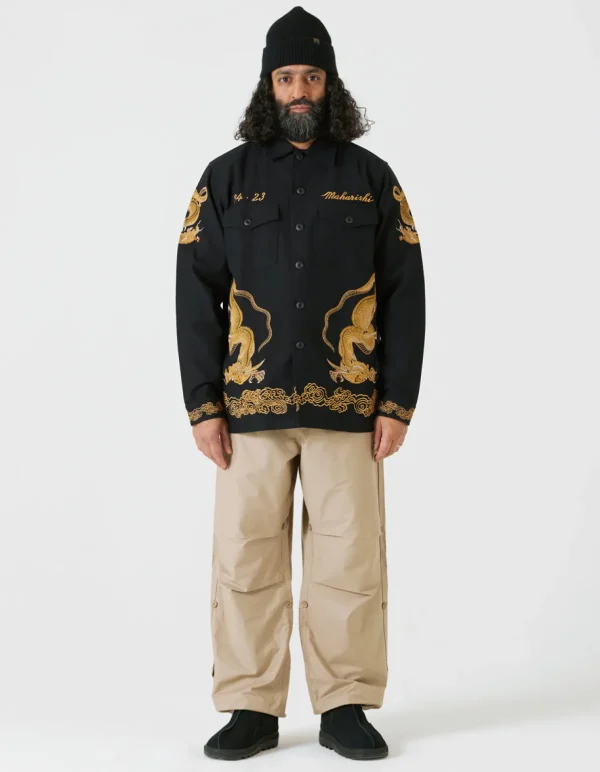 Maharishi Shirts*4213 Thai Dragon Utility Shirt Golden Black