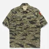 Maharishi Shirts*4290 Tigerstripe Advisor'S Overshirt Mint Gold