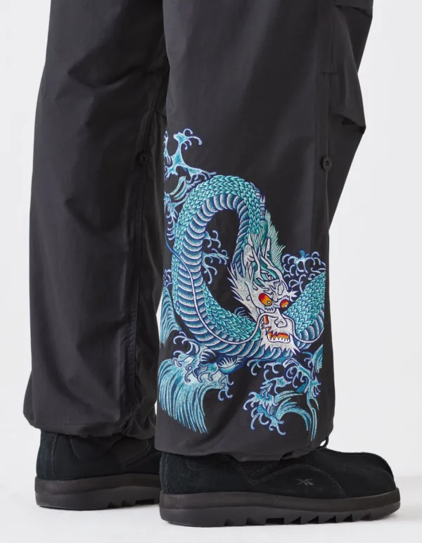 Maharishi Original Snopants*4244 Water Dragon Embroidered Loose Snopants® Black