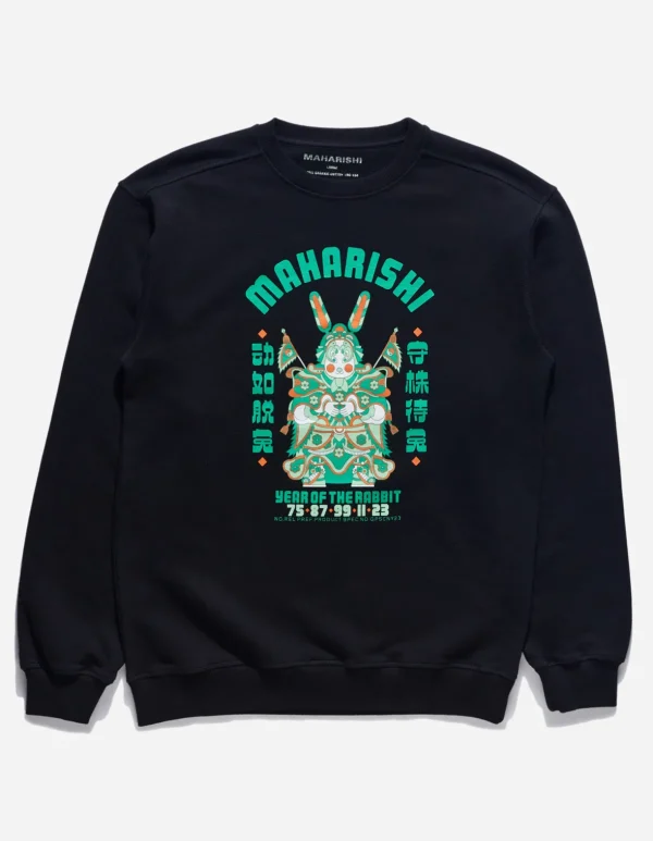 Maharishi Crew Sweats*1001 Water Rabbit Crew Sweat Black