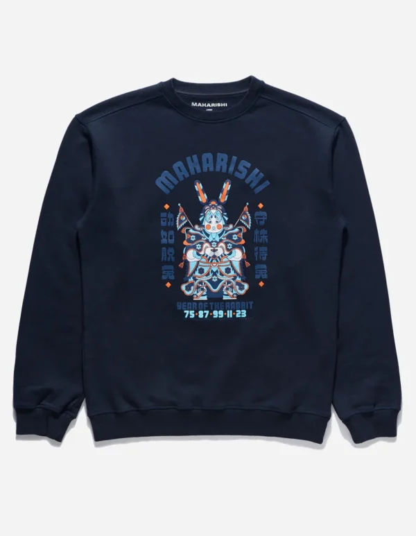 Maharishi Crew Sweats*1001 Water Rabbit Crew Sweat Navy