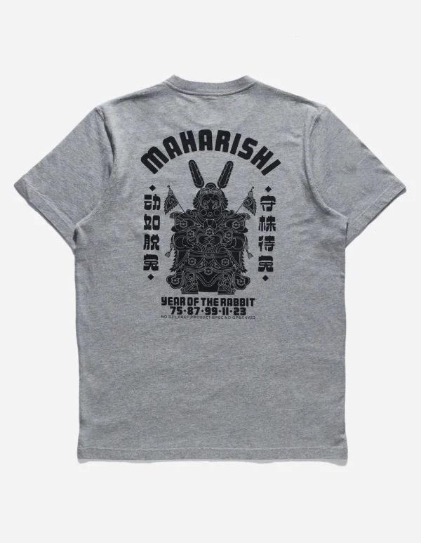 Maharishi Short Sleeve T-Shirts*1000 Water Rabbit T-Shirt Grey Marl