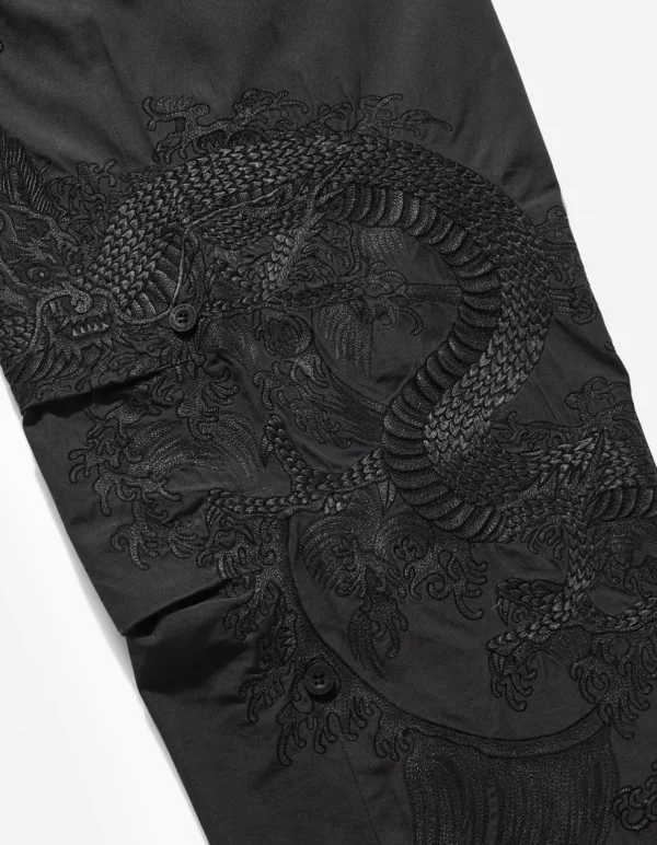 Maharishi Original Snopants*4245 Xl Water Dragon Embroidered Loose Snopants® Black/Tonal