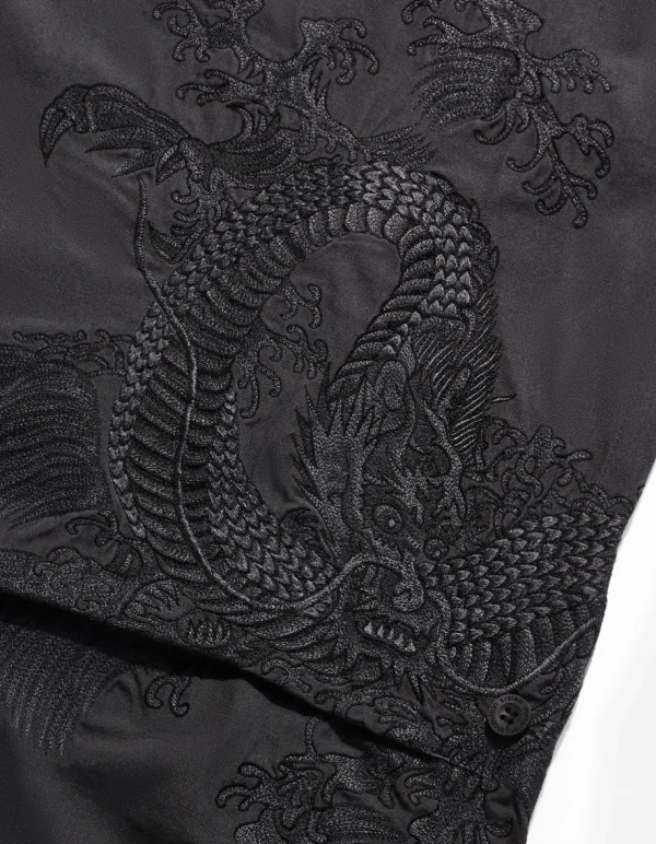 Maharishi Original Snopants*4245 Xl Water Dragon Embroidered Loose Snopants® Black/Tonal