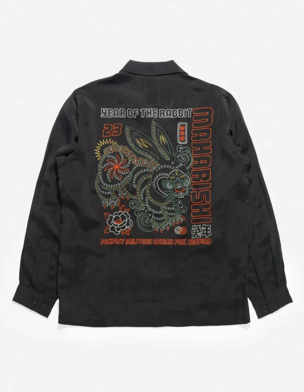 Maharishi Shirts*4209 Year Of The Rabbit Embroidered Shirt Black