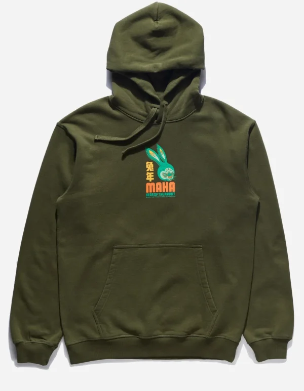 Maharishi Hooded Sweats*1003 Year Of The Rabbit Hooded Sweat Olive Og-107F