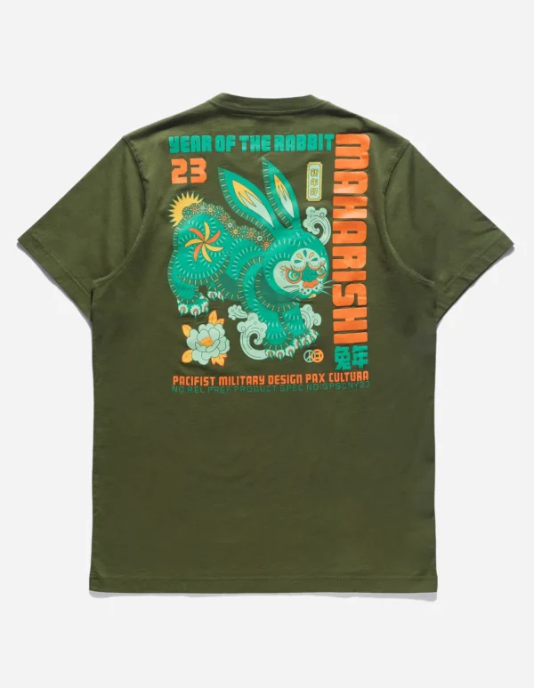 Maharishi Short Sleeve T-Shirts*1002 Year Of The Rabbit T-Shirt Olive Og-107F